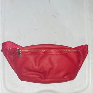 Red Leather Waist Bag